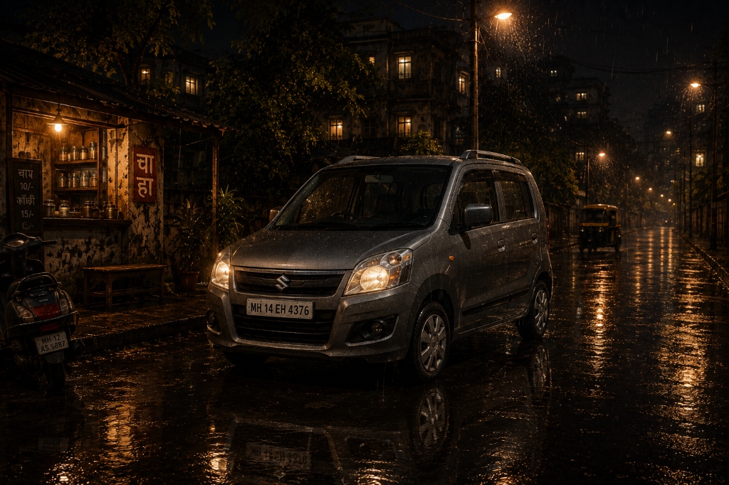 2014 Maruti Suzuki WagonR on an Indian Night Street
